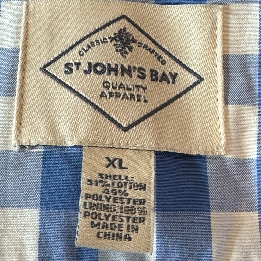 ST. JOHN'S BAY blue & white gingham windbreaker rain slicker XL NWT - Picture 6 of 10